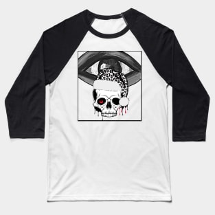 Big Eye with Santa's Leopard Hat on Skull Baseball T-Shirt